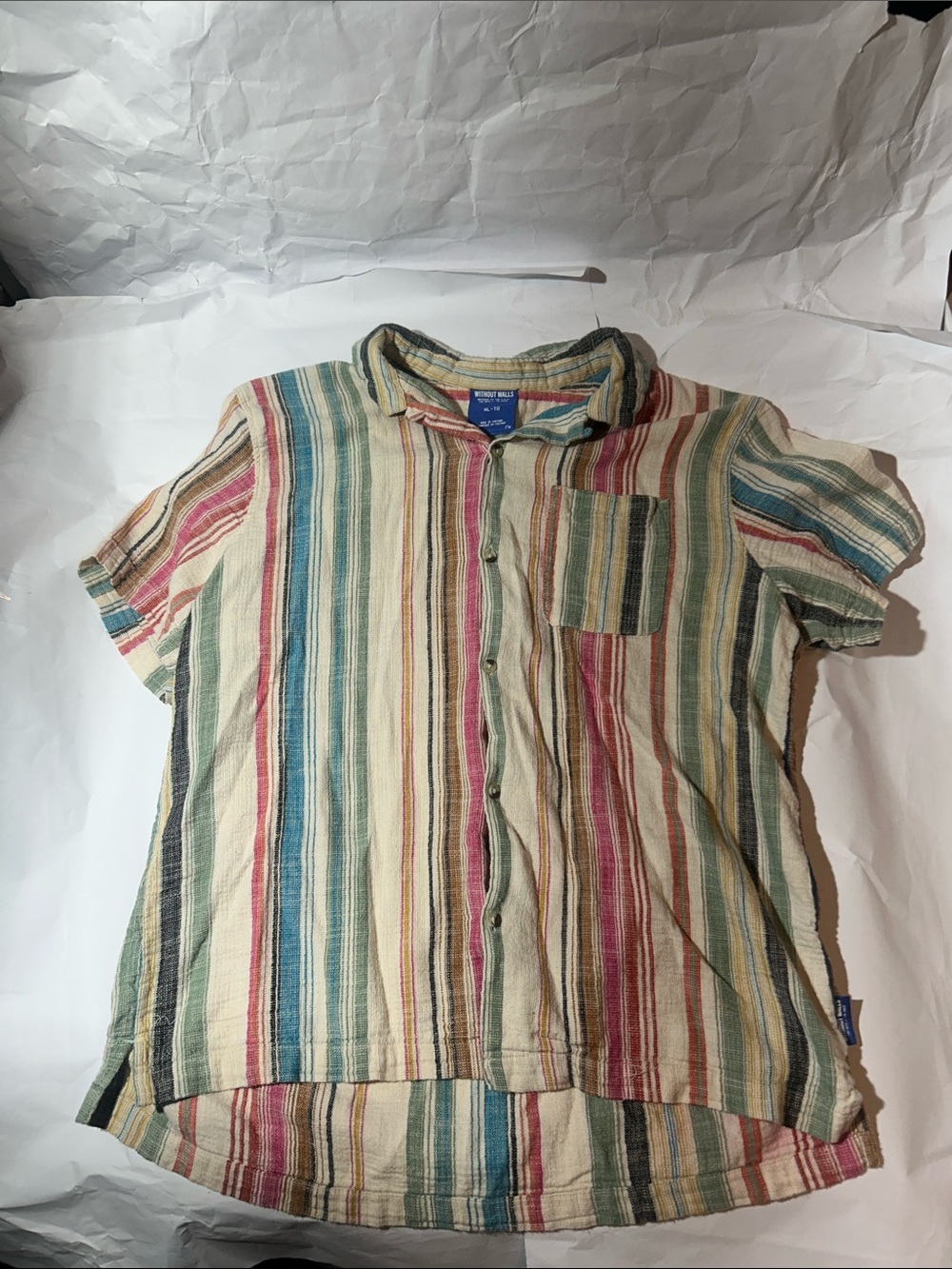 Without Walls Multicolor Striped Short-Sleeve Button-Down Shirt